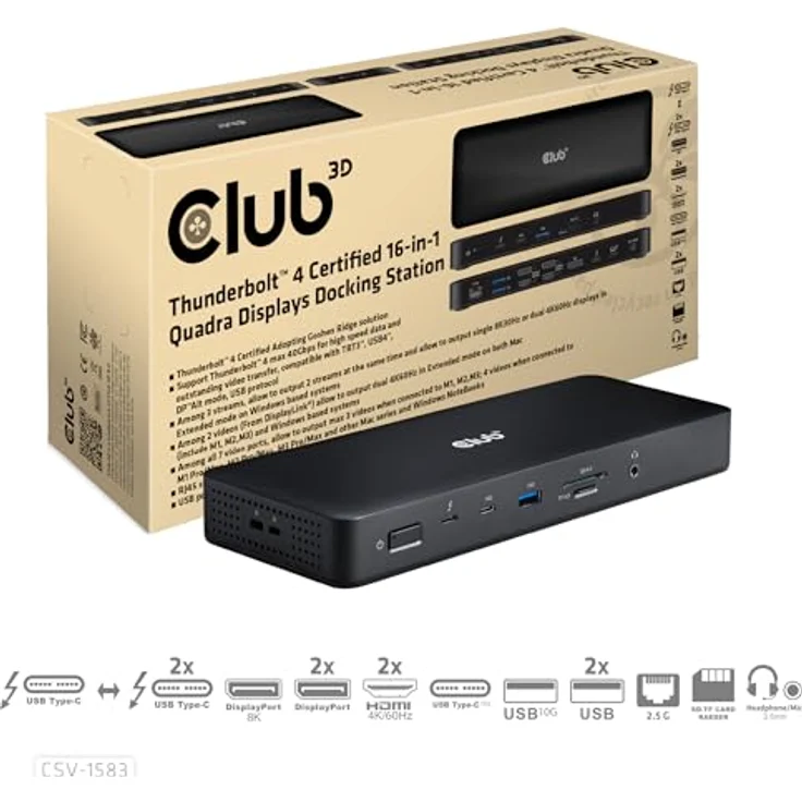 Club 3D Thunderbolt4 16-in-1 Dockingstation mit 4 Displays, Space Grey – Bild 3