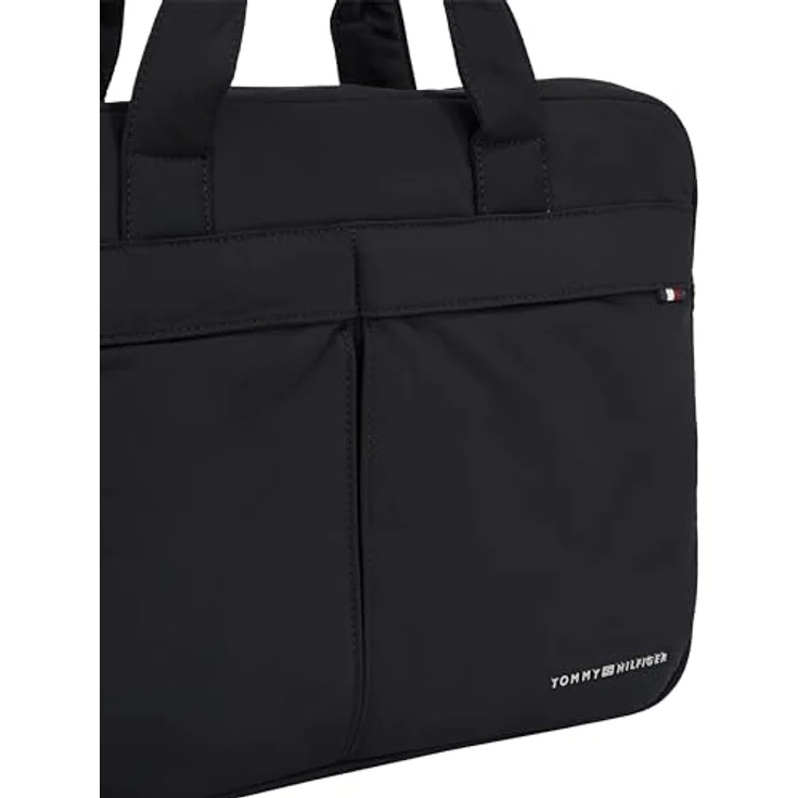 Tommy Hilfiger Aktentasche TH Signature Computer SP24, Laptoptasche aus recyceltem Polyester, schwarz, gepolstert und organisatorische Fächer – Bild 4