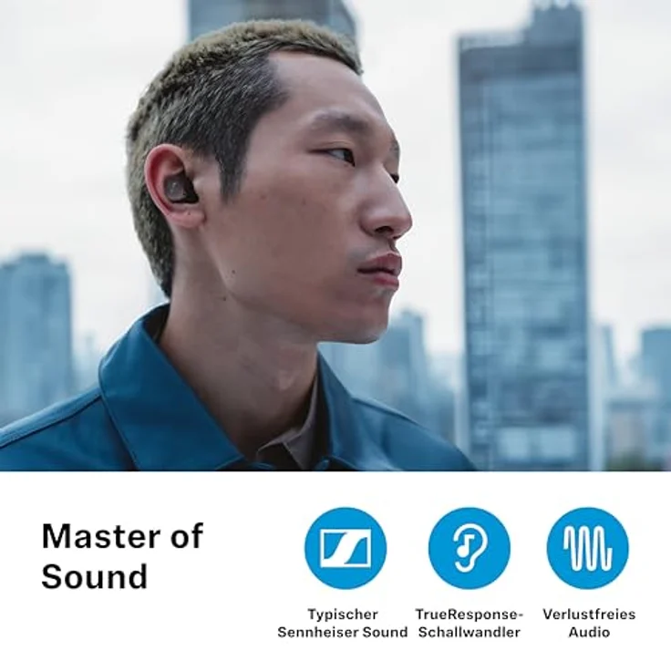 Sennheiser Momentum True Wireless 4 Smart Earbuds Bluetooth 5.4, kristallklarem Klang, ergonomischem Design, 30 Stunden Akkulaufzeit und Adaptive ANC, LE Audio und Auracast – Weiß Silber – Bild 2
