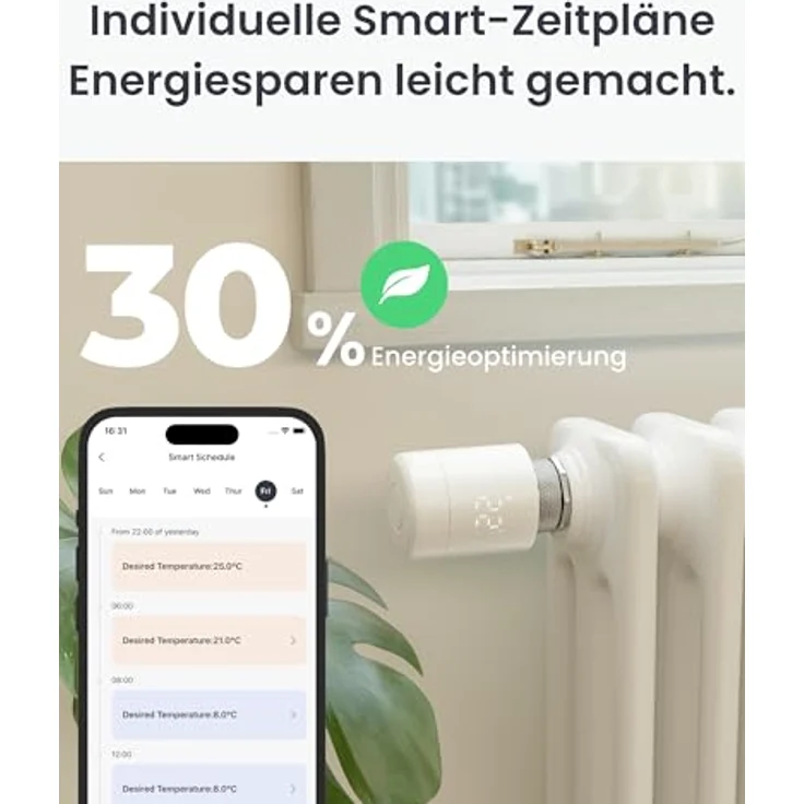 SwitchBot Smart Heizkörperthermostat, Bluetooth-Thermostat mit App-Steuerung, Zeitplanung, Energiekosteneinsparung, einfache Installation, kompatibel mit Alexa und Apple Home – Bild 2