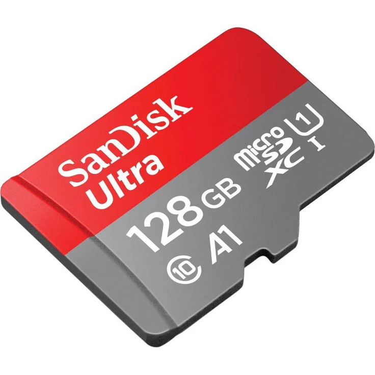 Sandisk Ultra microSDXC Speicherkarte (128 GB, Class 10) in grau/rot – Bild 1