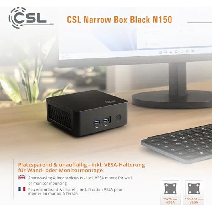 CSL-Computer Mini-PC CSL Narrow Box Black / 8 GB / 2000 GB M.2 SSD / Win 11 Home, Intel N100 Prozessor, 4K-fähige Intel UHD Grafik – Bild 8