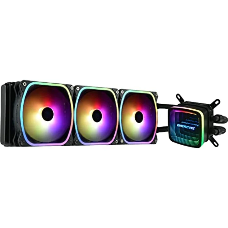 ENERMAX AQUAFUSION ADV ARGB 360mm AIO CPU Wasserkühlung Dual Chamber für Intel LGA1700/AMD AM5 Support 350W+ TDP (3x SquA RGB 120 PWM Lüfter); ELC-AQFA360-SQA, schwarz – Bild 1