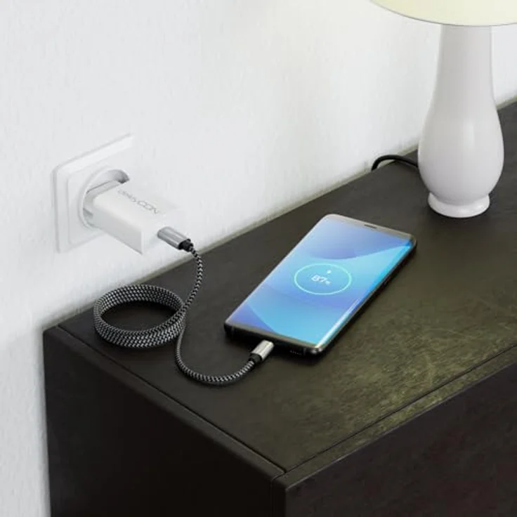 deleyCON 1m USB C auf Micro USB Kabel Adapter, Ladekabel & Datenkabel mit 2,1A Schnellladefunktion, für Smartphones, Tablets, Notebooks – Schwarz – Bild 5