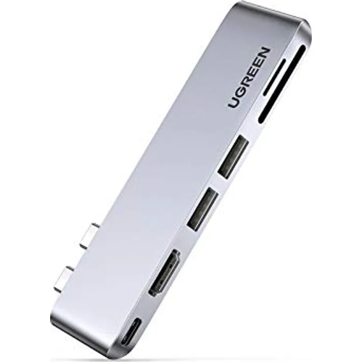 UGREEN 6-in-2-Adapter USB C HDMI 4K kompatibel mit MacBook Pro Air M2 M1 2022 bis 2016, Multiports USB 3.0 5Gbps, Thunderbolt 3 6K Video, 100 W PD, 40 Gbps Übertragung, SD TF Kartenleser