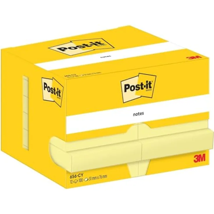 Post-it Notes Haftnotizblock 51x76mm, gelb, 100 Blatt, 70g/qm, VE=12 Blöcke