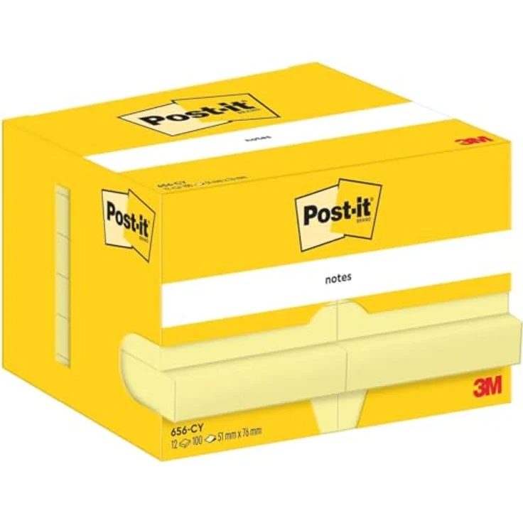 Post-it Notes Haftnotizblock 51x76mm, gelb, 100 Blatt, 70g/qm, VE=12 Blöcke – Bild 1