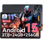 TABWEE W90 Tablet (11", 256 GB, 4G LET, Android 15, FHD Display/8000 mAh Akku/Al Magic, Grau)