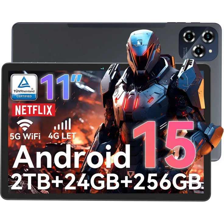 TABWEE W90 Tablet (11", 256 GB, 4G LET, Android 15, FHD Display/8000 mAh Akku/Al Magic, Grau)