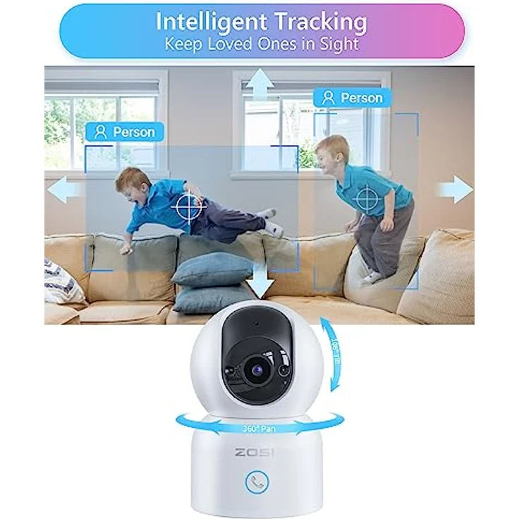 ZOSI Überwachungskamera Innen, 2K 3MP Bild, 360° Schwenkbar, AI Personenerkennung, Auto-Tracking – Bild 3