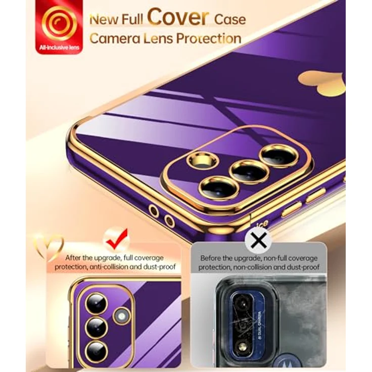LeYi Handyhülle für Samsung Galaxy A56 5G, TPU Silikon Cover mit Herz Muster und 2*Schutzfolie, stoßfest und kratzfest, Dunkel Lila – Bild 3