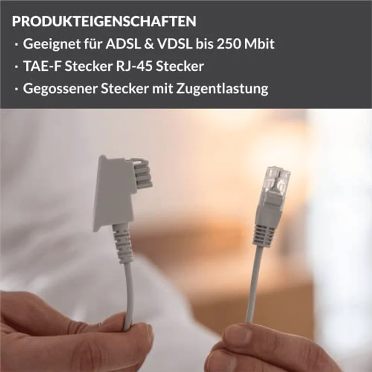COXBOX 15 m DSL Kabel Fritzbox, Speedport, Easybox - TAE Kabel RJ45 grau - VDSL ADSL WLAN Router-Kabel mit Twisted Pair für eine zuverlässige Verbindung – Bild 2