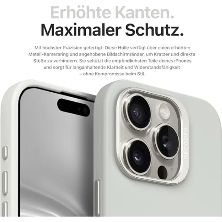 Decoded Antimikrobielle Silikon-Hülle mit MagSafe für iPhone 16 Pro Max - Grau, stoßfest, mit erhöhter Bildschirmkante und Mikrofaser-Futter – Bild 5