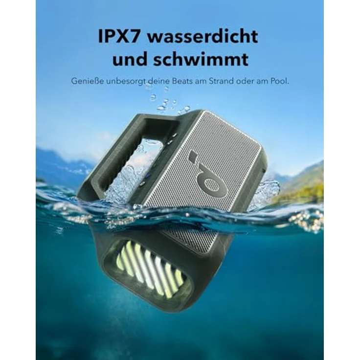 soundcore by Anker, Boom 2 Outdoor-Lautsprecher, 80W, Subwoofer, BassUp 2.0, 24h Akku, IPX7 Wasserdicht & Schwimmt, LED-Licht, USB-C, EQ, BT 5.3, Mobiler Bluetooth-Speaker, Camping, Strand, Garten, Grün – Bild 5