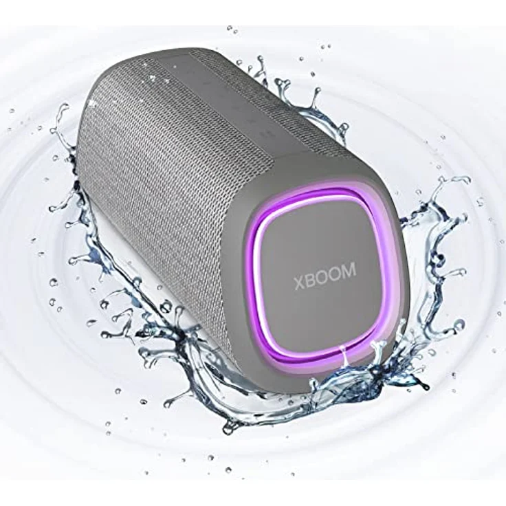 LG XBOOM Go DXG5, tragbarer Bluetooth-Lautsprecher (20 Watt, Google Assistant, Siri, Beleuchtung), Grau – Bild 1