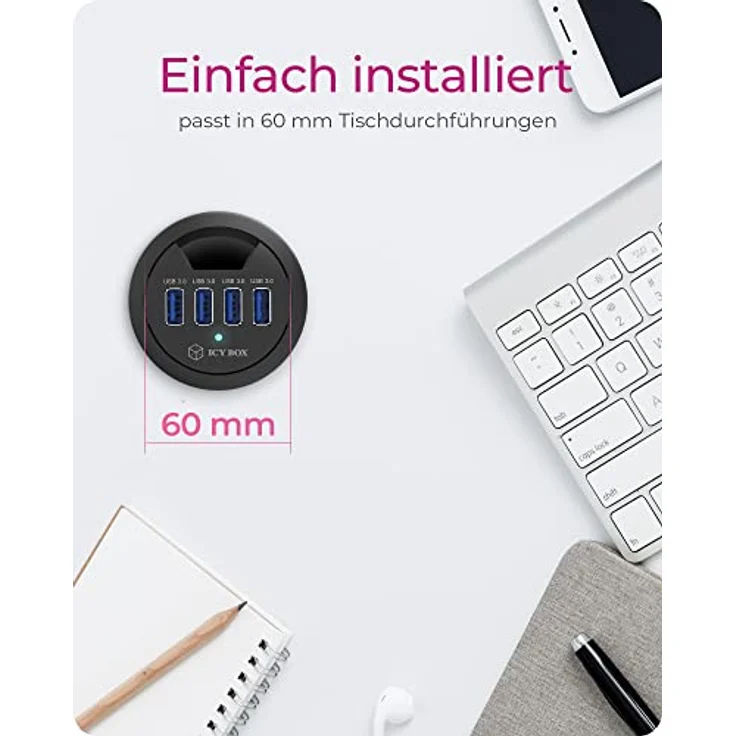 RaidSonic ICY BOX USB-Hub IB-HUB1403, Tisch-Hub, 4x USB 3.0 (IB-HUB1403) – Bild 2