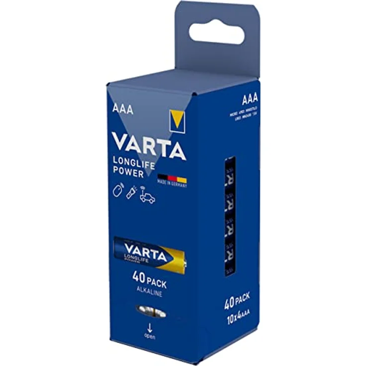 Varta Longlife Power Batterie AAA Micro Alkaline Batterien LR03 (40er Pack) – Bild 2