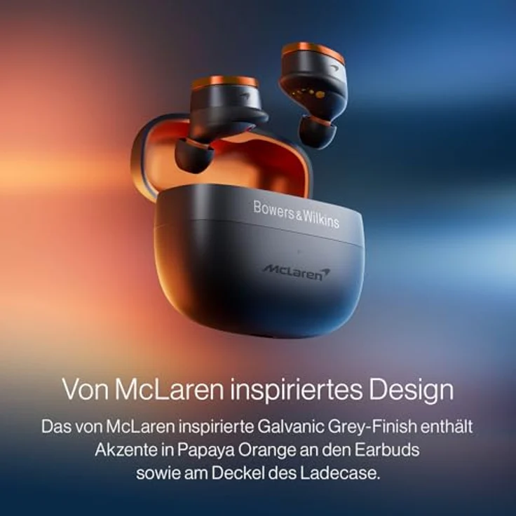 Bowers & Wilkins Pi8 McLaren (FP45837), Kabellose In-Ear-Kopfhörer mit ANC, 6,5 h Akkulaufzeit und Smart Case, Mehrfarbig – Bild 3