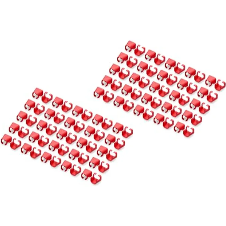 DIGITUS Farbclips für RJ45-Patchkabel - farbliche Organisation von Netzwerkkabeln - zur Verbesserung von Kabelmanagement - 100 Stück - für CAT 5e, CAT 6 & CAT 6A LAN-Kabel - AWG 24/7 bis 27/7 - Rot