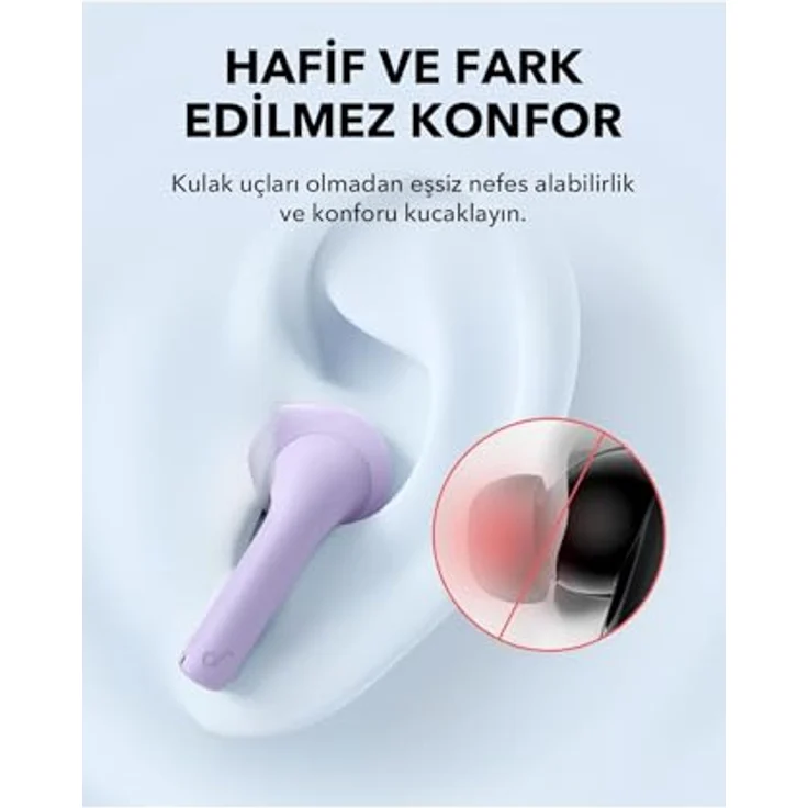 soundcore K20i, kabellose In-Ear Kopfhörer mit 6h Akkulaufzeit, violett, Bluetooth 5.3, IPX5 Schutz, inkl. Ladekoffer – Bild 3