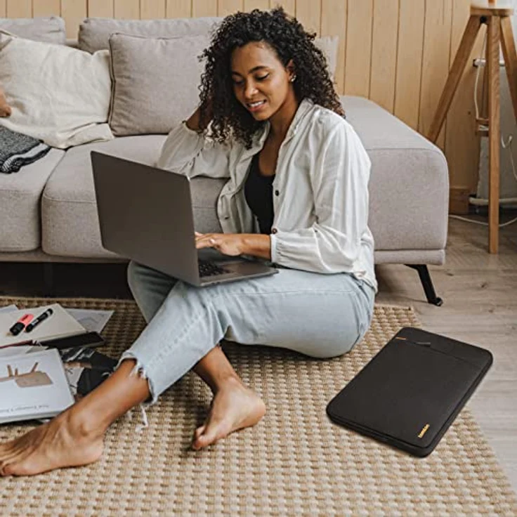 tomtoc Defender-A13, Notebooktasche für 14 Zoll MacBook Pro, Militärstandard-Schutz, aus recycelten Materialien, Schwarz – Bild 7