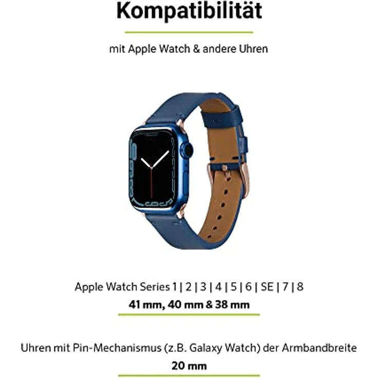 Artwizz WatchBand Leather Lederarmband für Apple Watch 38/40mm NordicBlue – Bild 4