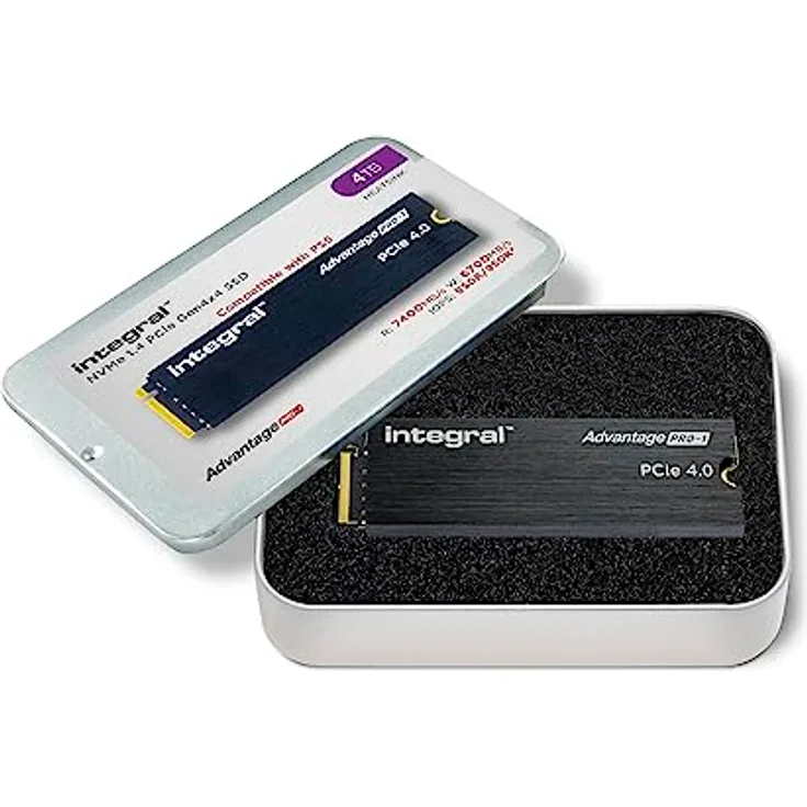 Integral Advantage PRO-1 4TB NVME SSD M.2 2280 PCIe Lightning-Fast Gen4x4 R-7400MB/s W-6700MB/s Solid State Drive Eingebauter Kühlkörper Kompatibel mit PS5 | M2 SSD | PS5 SSD | SSD 4TB | 4TB SSD