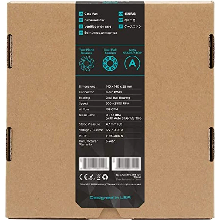 Iceberg Thermal IceGALE Xtra 140 mm PWM Kugellager Hochleistungs-Gehäuselüfter, Schwarz – Bild 5