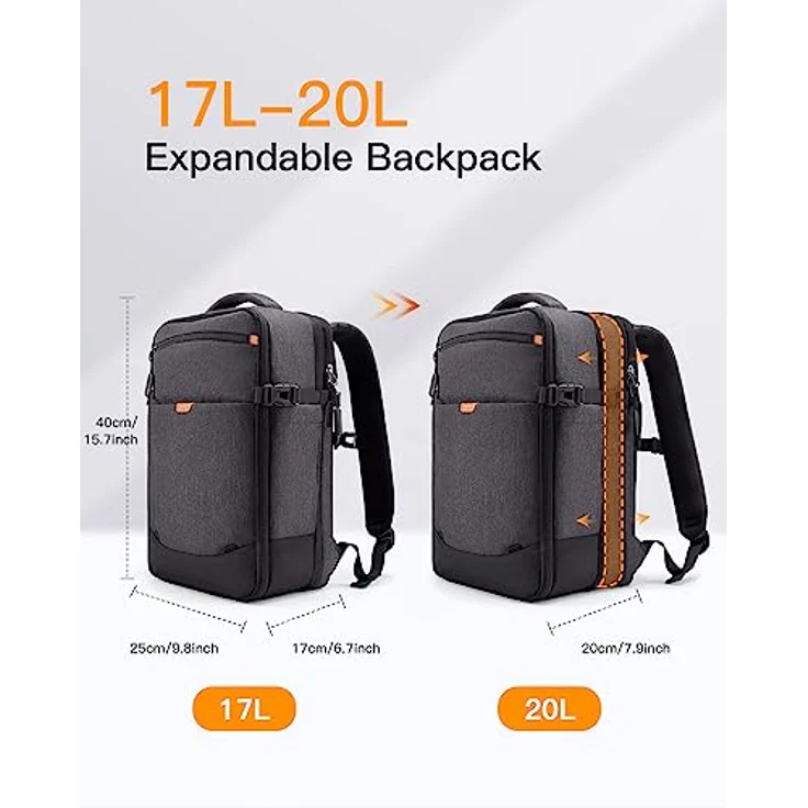 Inateck 17-20L Ryanair Handgepäck 40x20x25 Reiserucksack damen herren, Laptop Rucksack kompatibel mit 14 Zoll MacBook Pro, Reisetasche mit Trolley-Gurt und 2 Griffen, Schulrucksack – Bild 3