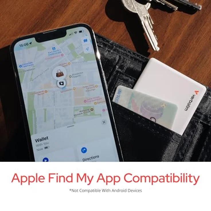 Verbatim My Finder Card, Slim Wallet Tracker-Karte, wiederaufladbarer Bluetooth Item Finder, wasser- und staubdicht, silber – Bild 3
