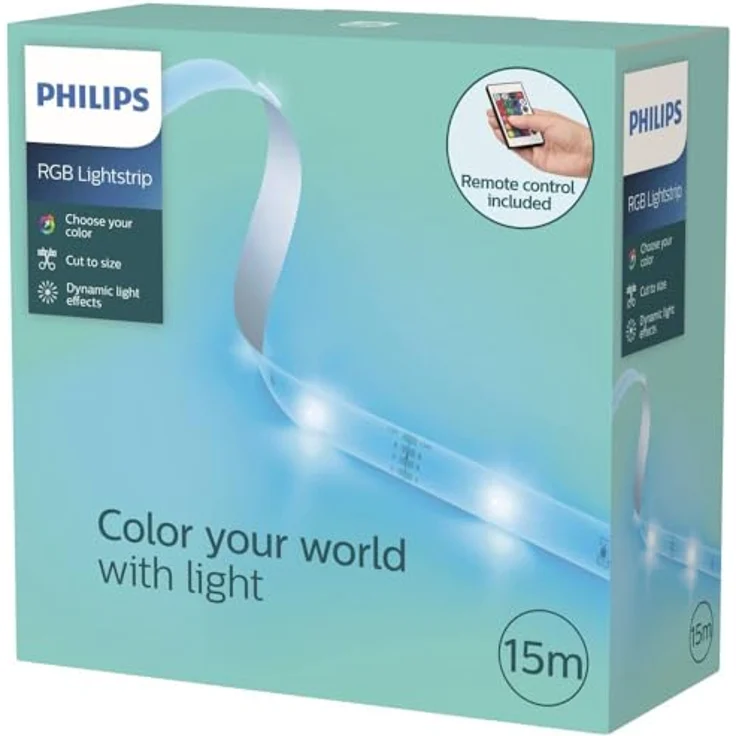 PHILIPS LED Lightstrips, 15M, 20W, Vollfarb-RGB, inkl. Fernbedienung – Bild 3