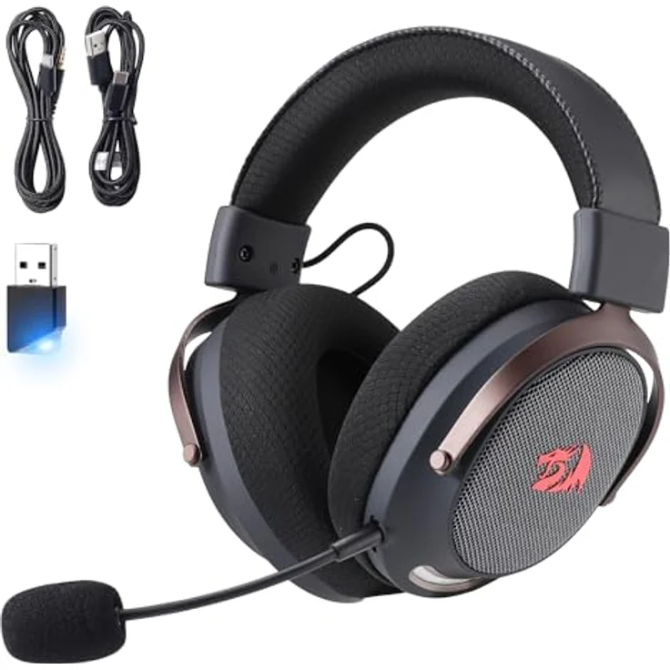 Redragon Arrow Pro H858, Wireless Bluetooth Gaming Headset mit 53-mm-Treibern und 7.1 Surround-Sound, schwarz – Bild 1