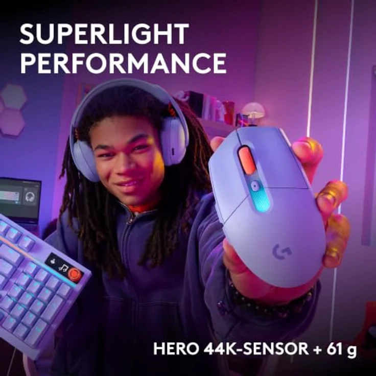 Logitech G G305 X SUPERLIGHT, kabellose Gaming-Maus mit HERO 44K-Sensor, 61 g Leichtgewicht, RGB-Beleuchtung und 130 Stunden Akkulaufzeit – Bild 3