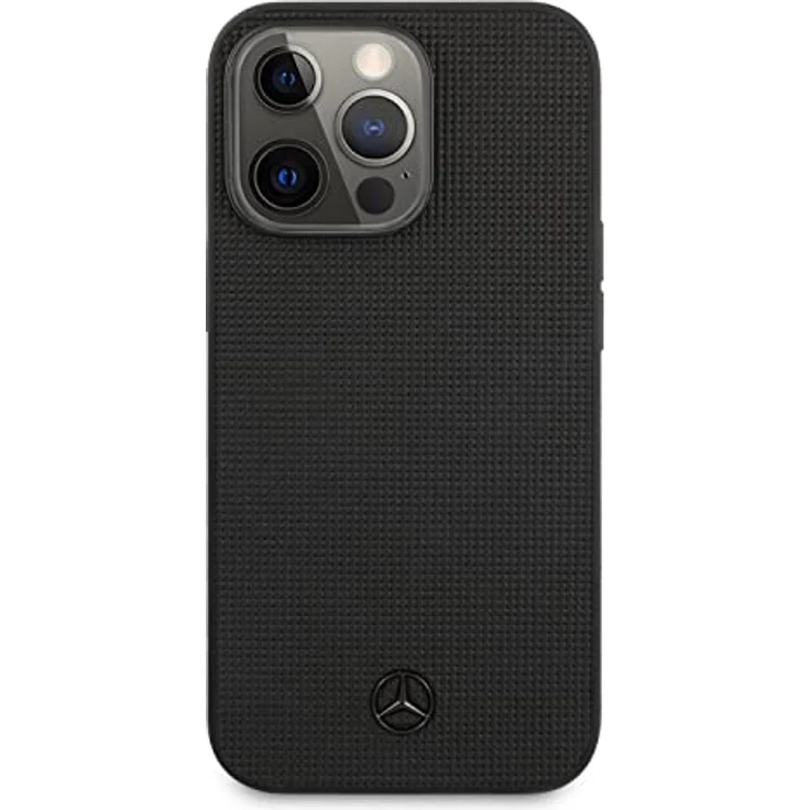 Mercedes MEHCP13LMBLBK Hülle für iPhone 13 Pro / 13 6,1" schwarz Leather Meshed Metal Logo – Bild 3