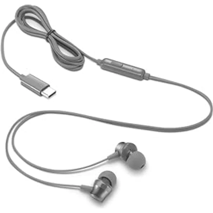 Lenovo - 300 kabelgebundene In-Ear-USB-C-Kopfhörer – Inline-Mikrofon – USB-C-Konnektivität – Play- und Pause-Taste – 3 Größen Silikon-Ohrstöpsel im Lieferumfang enthalten – Bild 5