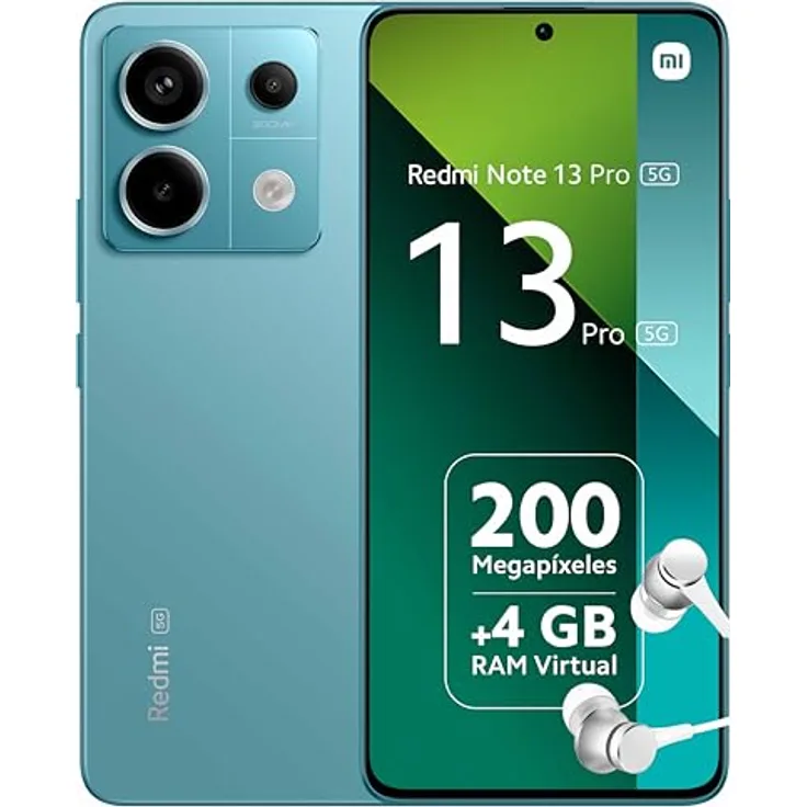 Xiaomi Redmi Note 13 Pro 5G 8+256GB Smartphone, 16,94 cm/6,67 Zoll, 256 GB Speicherplatz, 200 MP Kamera, Blau