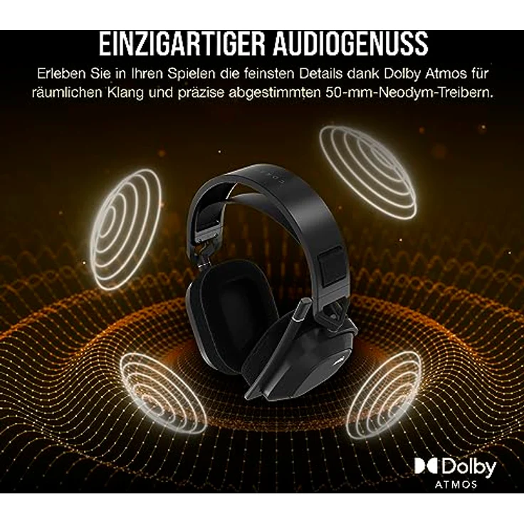 Corsair HS80 MAX Wireless Multiplattform Gaming Headset Mit Bluetooth - Dolby Atmos - Mikrofon in Broadcast-Qualität - iCUE-Kompatibel - PC, Mac, PS5, PS4, Mobile - Stahlgrau – Bild 5