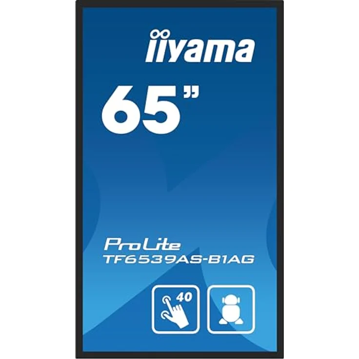 iiyama Prolite TF6539AS-B1AG 163,9cm 64,5" IPS LED-Monitor 4K UHD Open Frame 40 Punkt Multitouch Bonded PCAP kapazitiv HDMI DP RJ45 RS-232c USB2.0 IP65 Android OS AntiGlare Touch-durch-Glass 24/7, schwarz – Bild 3