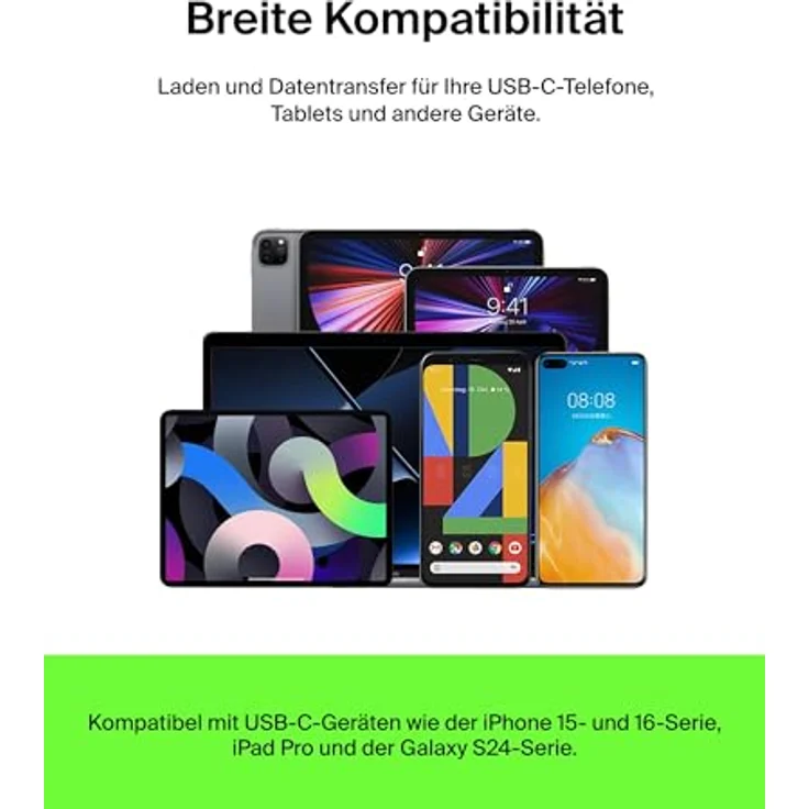 Belkin USB-C/USB-A Kabel ummantelt, 1 m, weiß – Bild 6