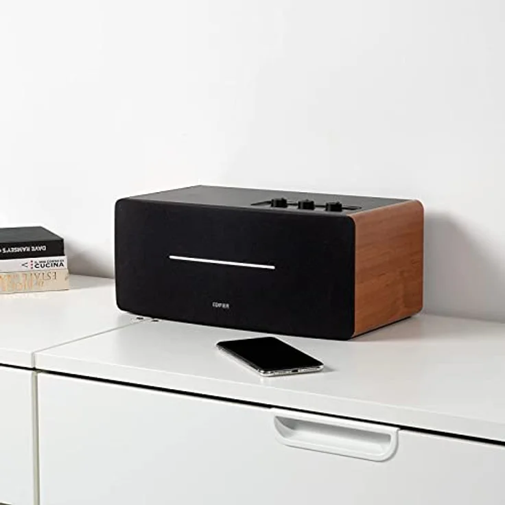Edifier D12 Bücherregal-Lautsprecher - Integrierter Desktop-Stereo-Bluetooth-Lautsprecher - Drahtloser Computer-Lautsprecher für den Desktop-Einsatz - 70 Watt RMS mit Subwoofer-Line-Out - Holzgehäuse – Bild 5