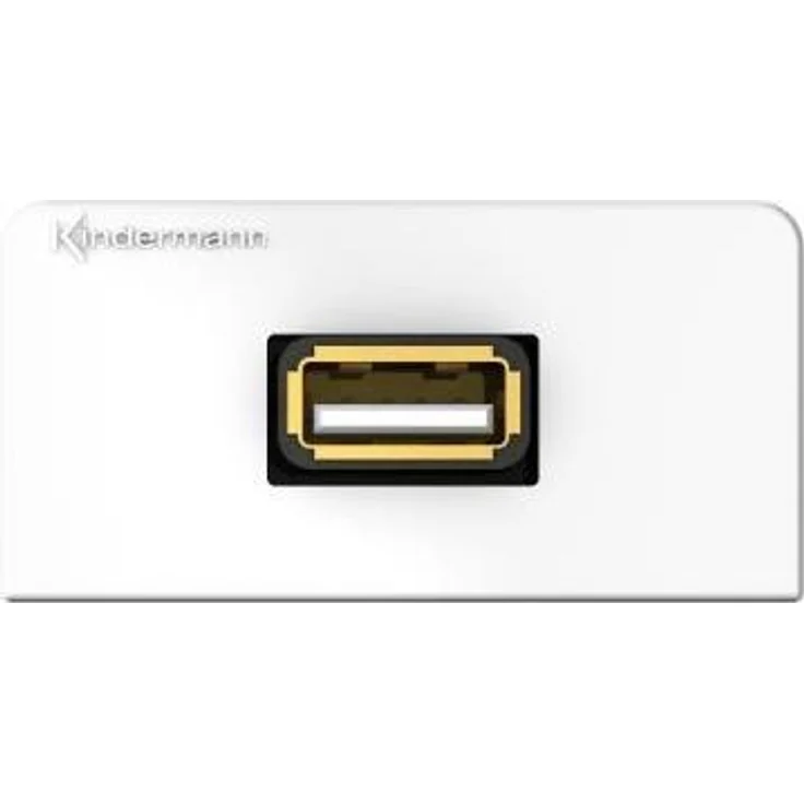 Kindermann 7456-522, USB 2.0 Anschlussblende mit Kabelpeitsche, werkzeugfreie Montage, RAL 9010 Weiß