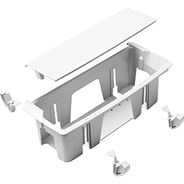 Kopp 939640010 Versa Basket Einbau-Steckdosenkorb mit Deckel zur verdeckten Unterbringung von Steckdosenleisten und Kabeln in Möbeln oder Arbeitsflächen, Kunststoff, Weiß – Bild 5