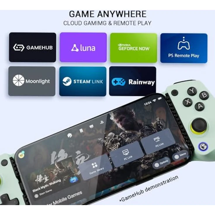 Gamesir X5 Lite, mobiler Gamecontroller mit Smartphone-Halterung, Wasabi-Grün, USB-C, präzise Joysticks und Turbo-Funktion – Bild 9
