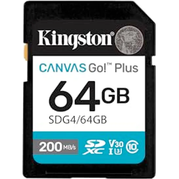 Kingston Canvas Go Plus SDXC Speicherkarte Gen4 200MB/s C10 UHS-I U3 V30 64GB-SDG4/64GB