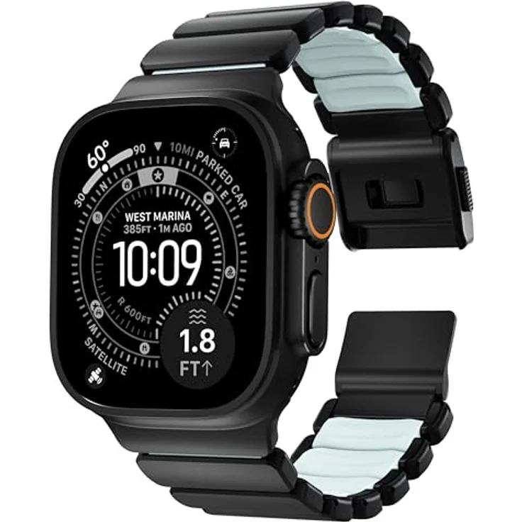 Nomad Stratos Band - 49mm | Black Titanium | Icy Blue Glow FKM | Intelligentes tragbares Accessoire – Bild 5