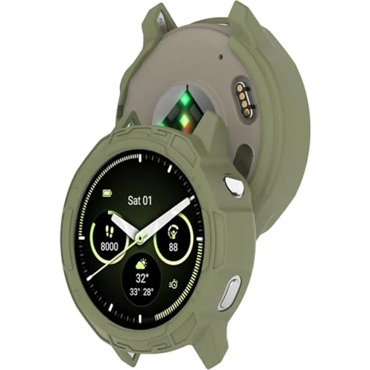 GIOPUEY Hülle für Garmin Venu 4 45mm, Premium TPU Silikon Schutz Case in grün, präzise Passform, stoßfest und kratzsicher – Bild 4