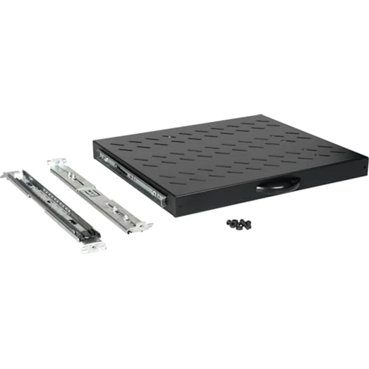 ROLINE 19-Zoll Fachboden 1 HE, ausziehbar, 350 mm Tiefe, Tragfähigkeit 25 kg, schwarz – Bild 2