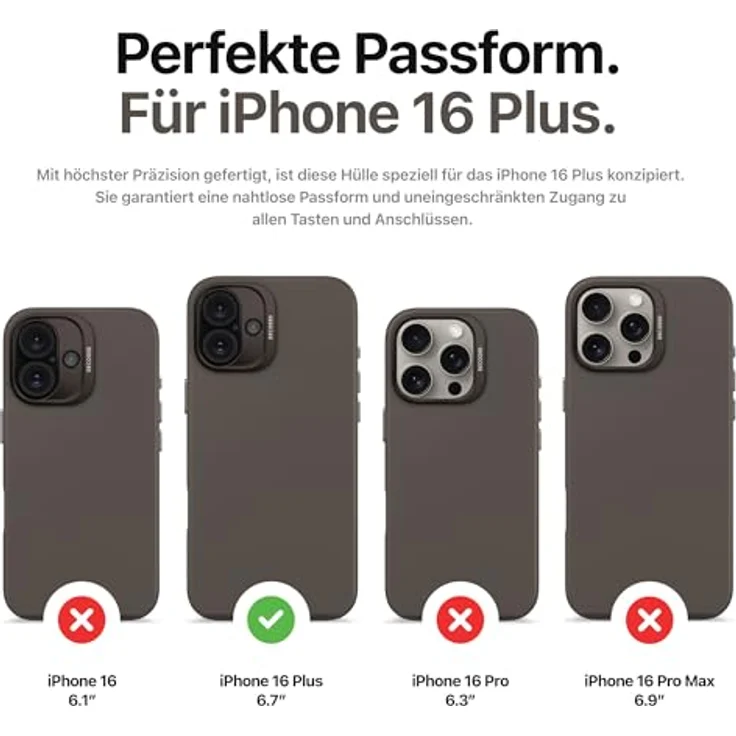 Decoded Silikon Hülle für iPhone 16 Plus, Antimikrobielles Material, MagSafe-kompatibel, Premium Soft-Touch Liquid Silicone, Schwarz mit Metall Kameraschutz – Bild 2