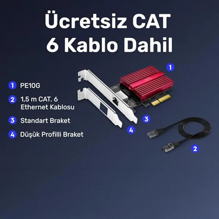Cudy PE10G 10GB PCIe Netzwerkkarte, 10G Base-T Adapter mit Flow Control, unterstützt Windows 11/10, Windows Server 2022 und Linux, inklusive 1,5 m Cat6-Netzwerkkabel – Bild 4