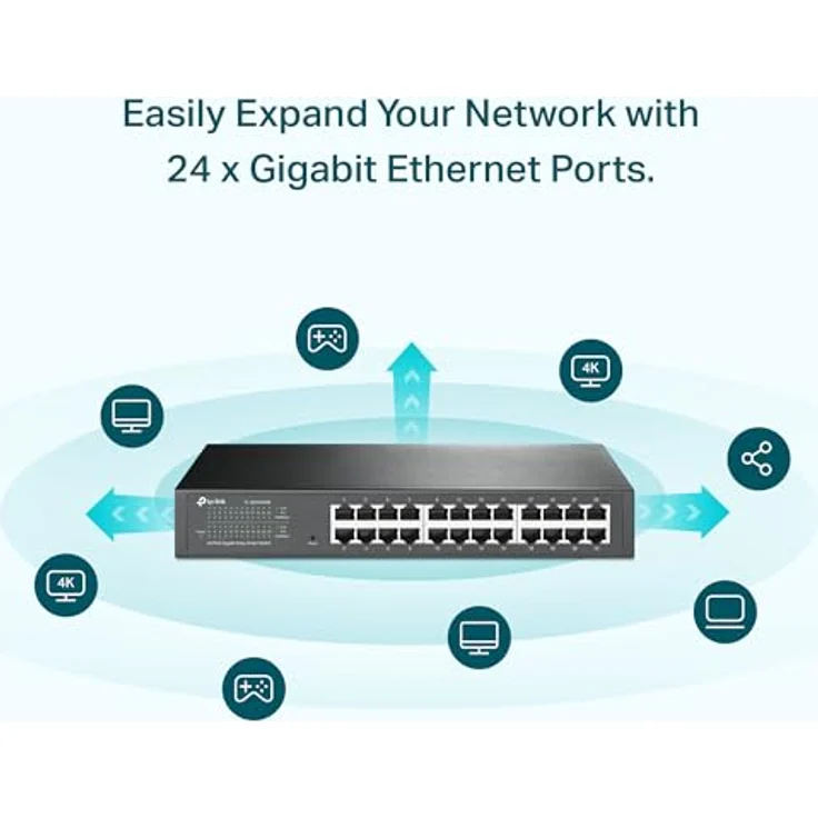 TP-Link TL-SG1024DE 24-Port Gigabit Unmanaged Pro Switch (Plug&Play, Gigabit Ports, Metallgehäuse, VLAN, QoS, Lifetime ) – Bild 3